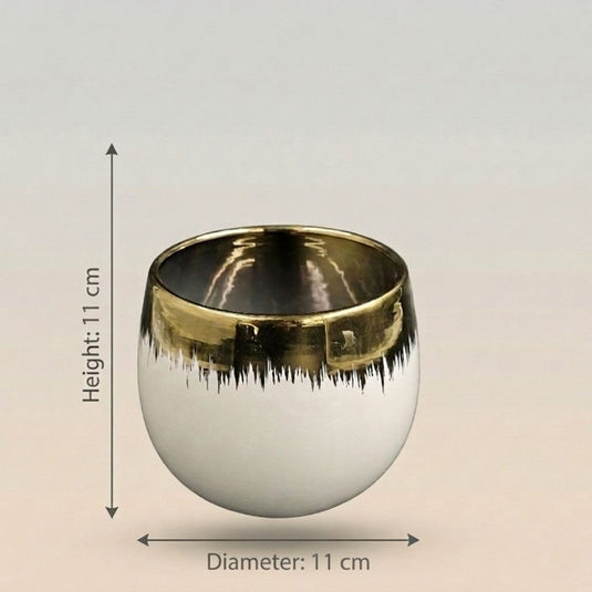 Ceramic Luxury Gold Rim Round Pot - Indoor Planter