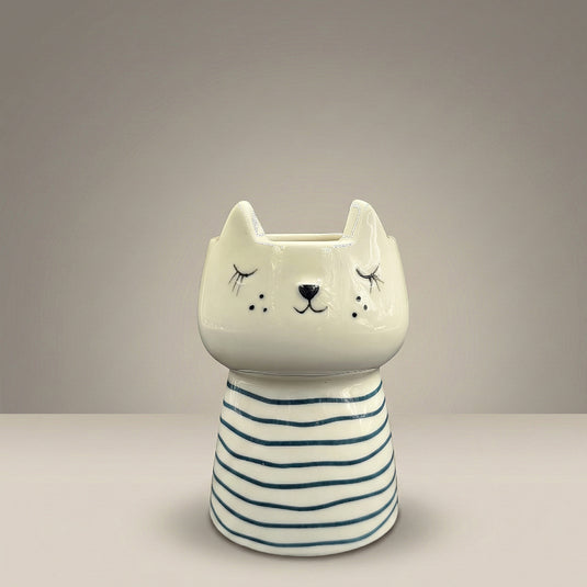 Ceramic Cat Shaped Planter Pot - Indoor Planter & Succulents