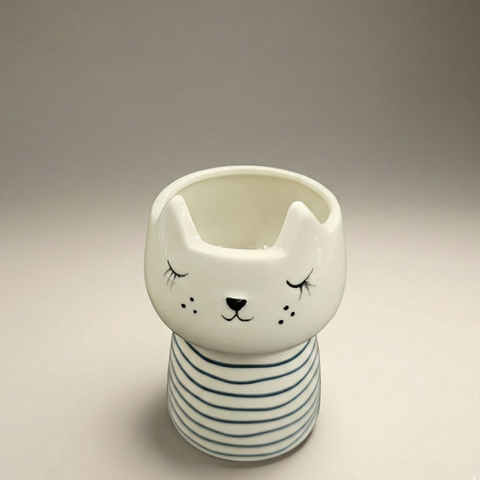 Ceramic Cat Shaped Planter Pot - Indoor Planter & Succulents