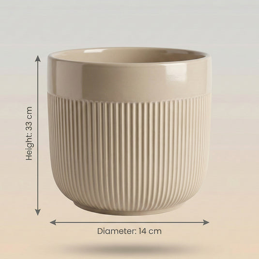 Ceramic Vertical Ribbed Planter Pot - Indoor Planter