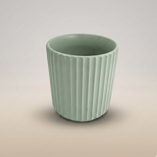 Ceramic Mint Green Fluted Tapered Pot - Indoor Planter