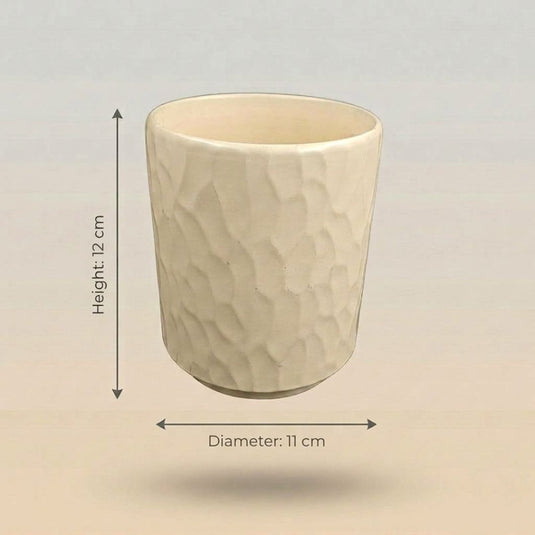 Ceramic Hammered Texture Cylindrical Pot - Indoor Planter