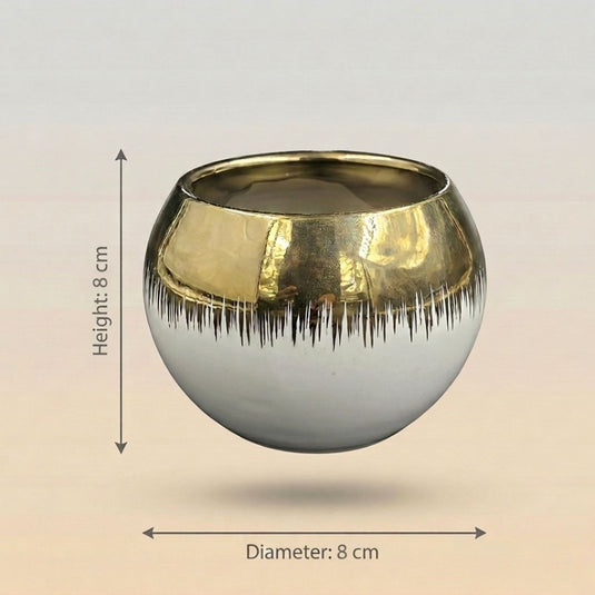 Ceramic Luxury Gold Rimmed Bowl Shaped Pot - Indoor Planter