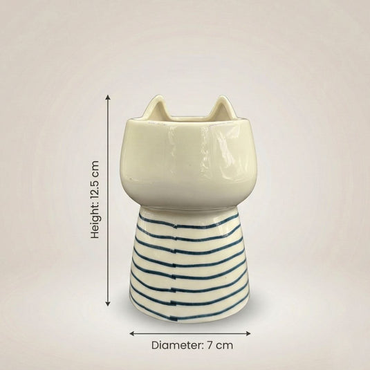 Ceramic Cat Shaped Planter Pot - Indoor Planter & Succulents