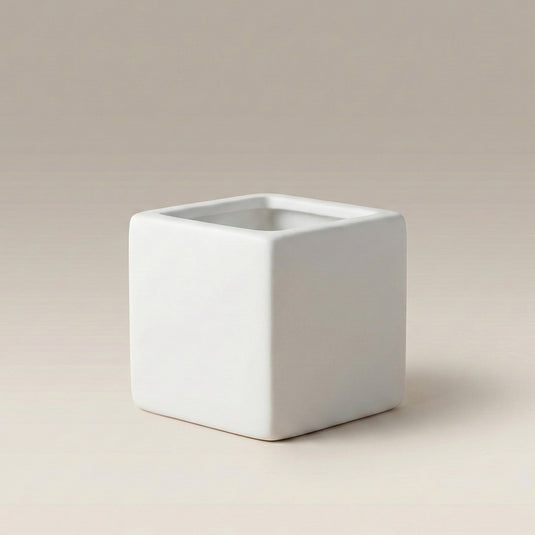 Ceramic White Square Shaped Pot - Indoor Planter