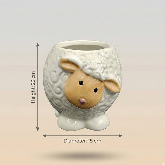 Ceramic Cute Sheep Shaped Pot - Indoor Planter