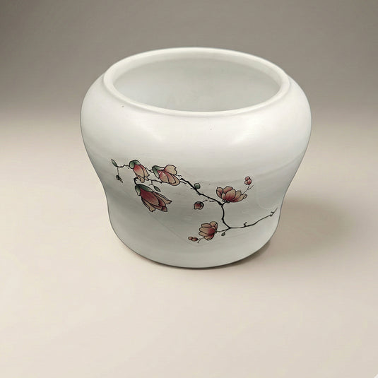 Ceramic Floral Hand-Painted Round Pot - Indoor Planter & Succulent