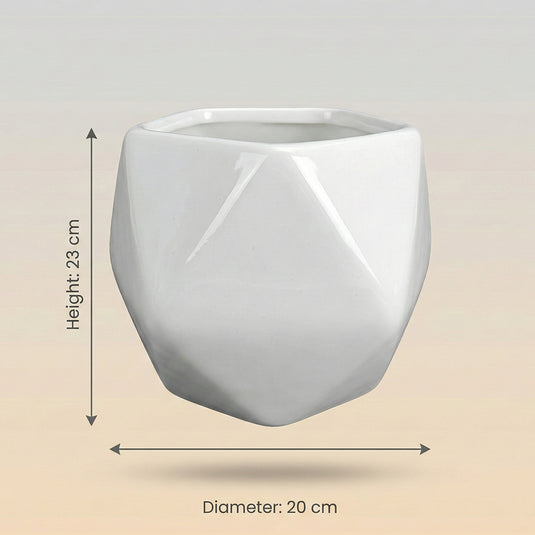 Ceramic Geometric Faceted Diamond cut Pot - Indoor Planter