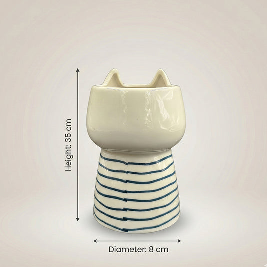 Ceramic Cat Shaped Planter Pot - Indoor Planter & Succulents