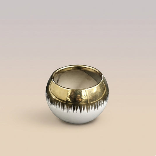 Ceramic Luxury Gold Rimmed Bowl Shaped Pot - Indoor Planter