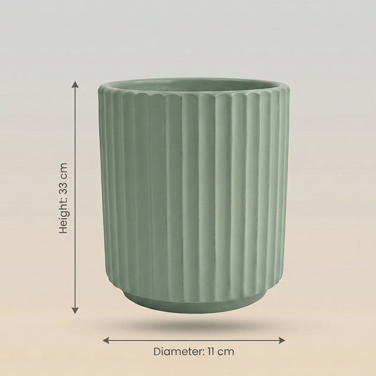 Ceramic Mint Green Fluted Tapered Pot - Indoor Planter