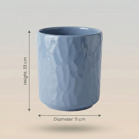 Ceramic Hammered Texture Cylindrical Pot - Indoor Planter